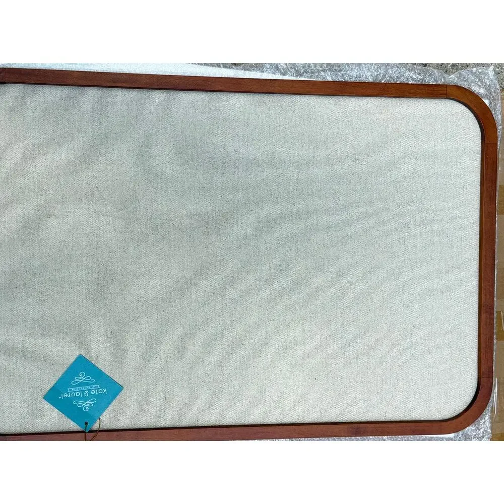 Kate and Laurel Hutton Fabric Pinboard 20x30 Warm Walnut Frame NWT